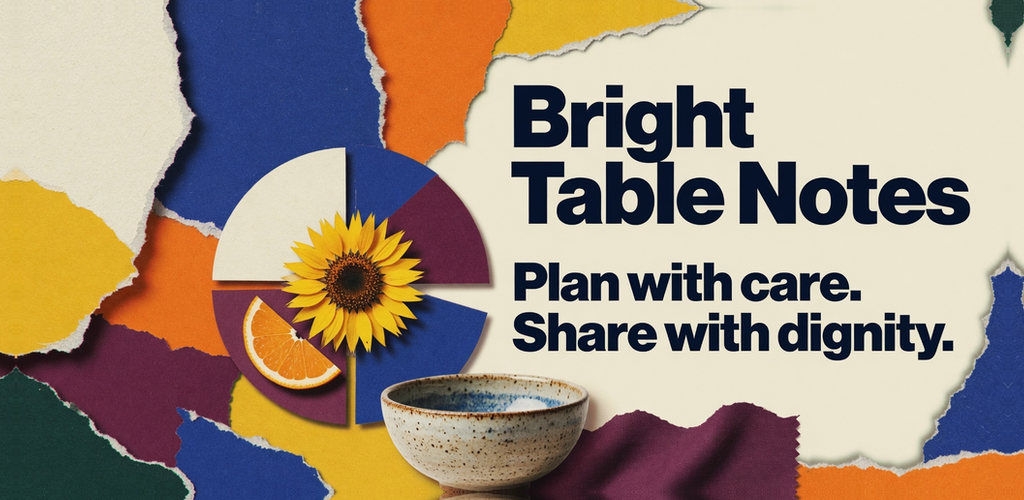 A bright illustrated community table with space for thoughtful planning